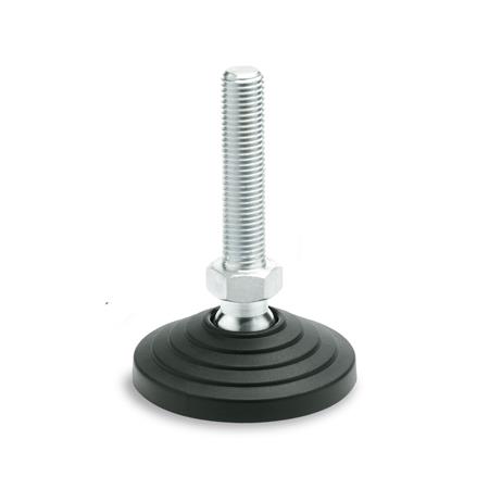 Otto Ganter ESD Levelling Feet Antistatic Plastic Threaded Stud Steel Zinc Plated, GN 344.2